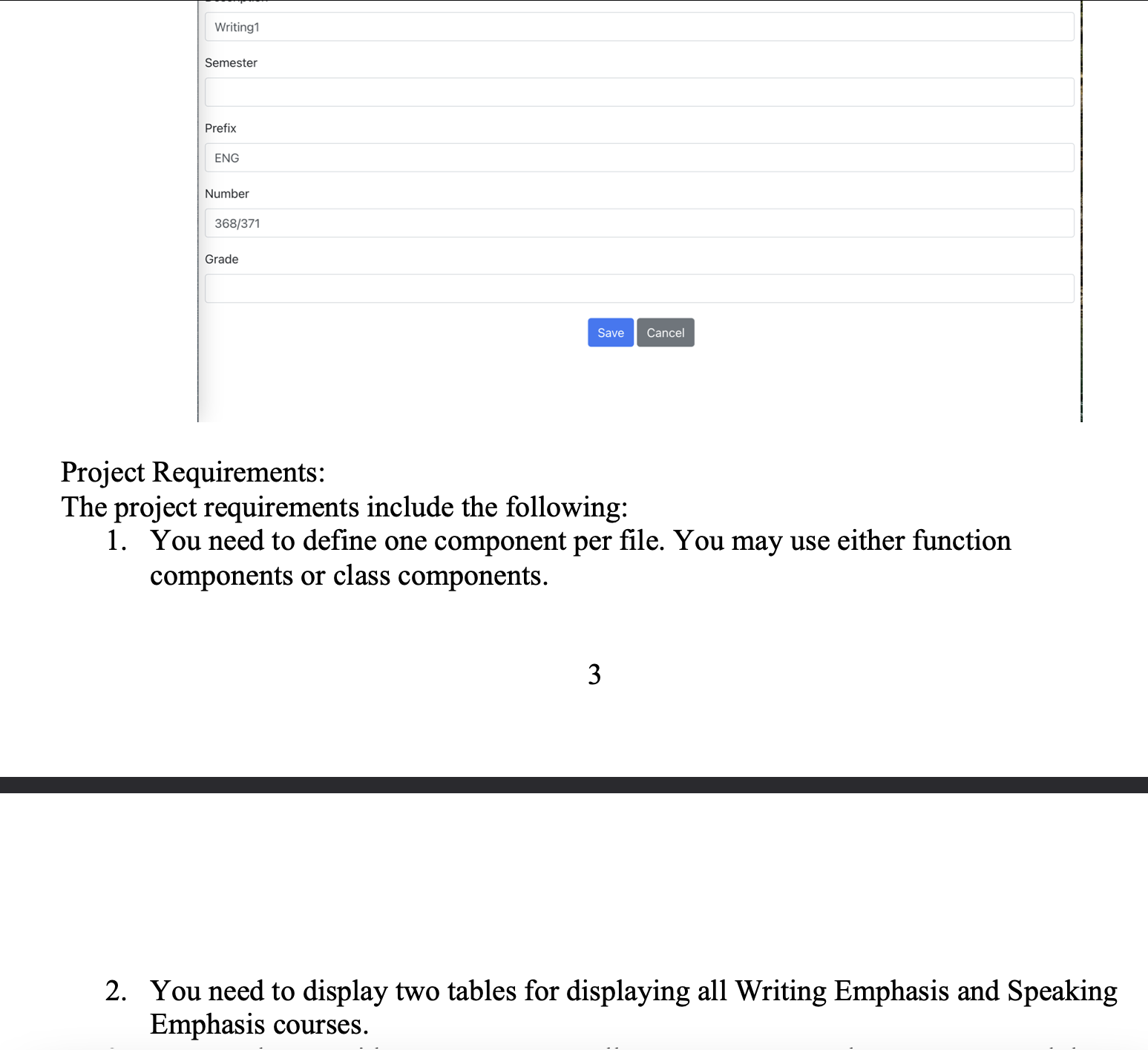 Solved Theme: Form with Editing This project will focus on | Chegg.com
