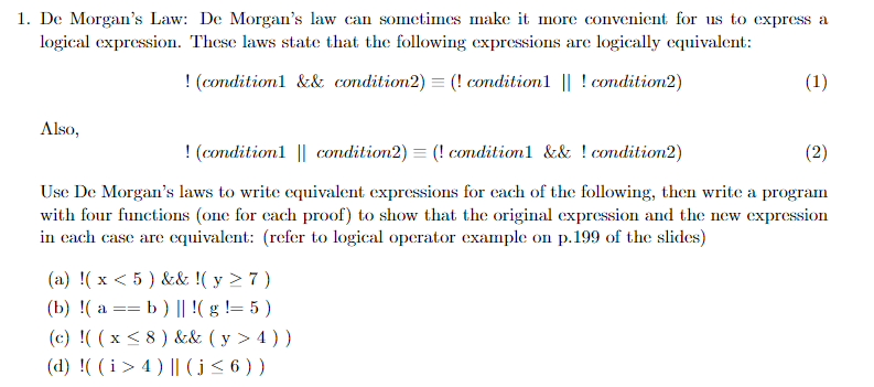 Solved 1. De Morgan's Law: De Morgan's law can sometimes | Chegg.com