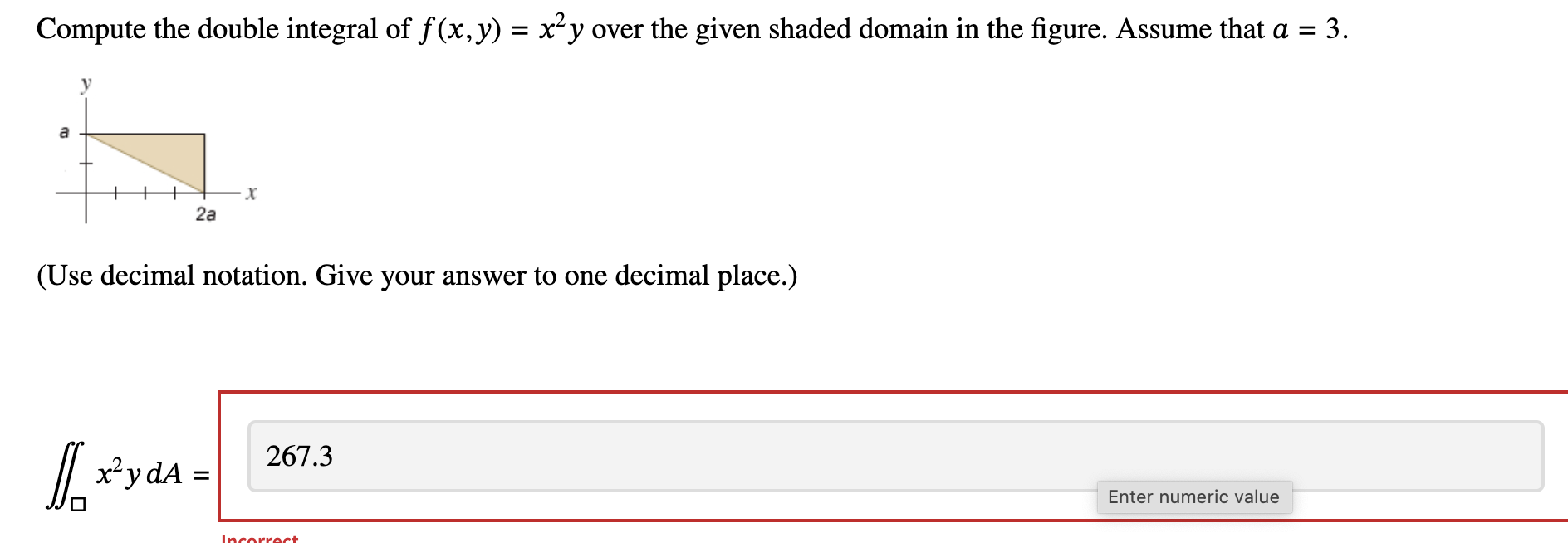 compute the double integral of f xy )= x 2y