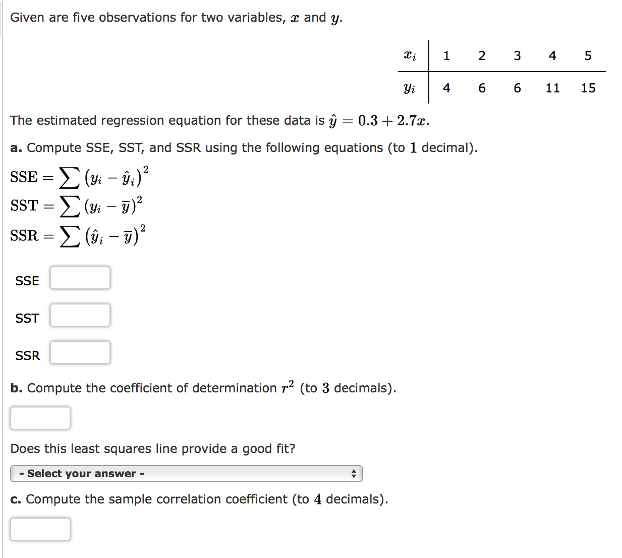 Solved Given Are Five Observations For Two Variables X A Chegg Com