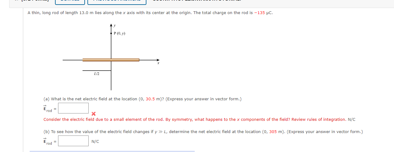 Solved A thin, long rod of length 13.0 m lies along the x | Chegg.com