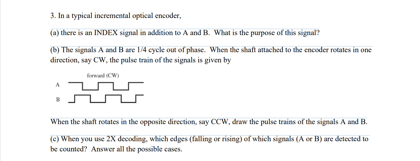 Solved 3. In a typical incremental optical encoder, (a) | Chegg.com
