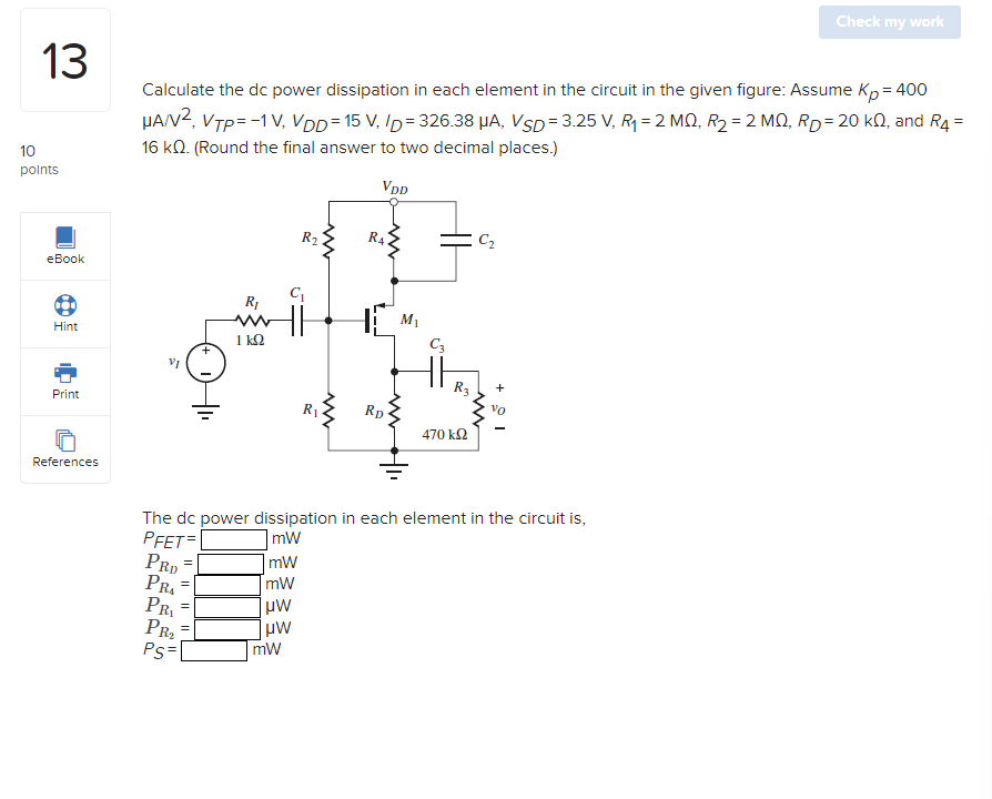 Solved Calculate The Dc Power Dissipation In Each Element In | Chegg.com