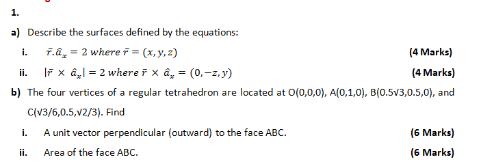 Solved 1 A Describe The Surfaces Defined By The Equatio Chegg Com