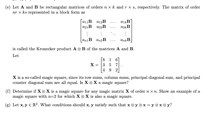 Solved (e) Let \\( \\mathbf{A} \\) And \\( \\mathbf{B} \\) | Chegg.com