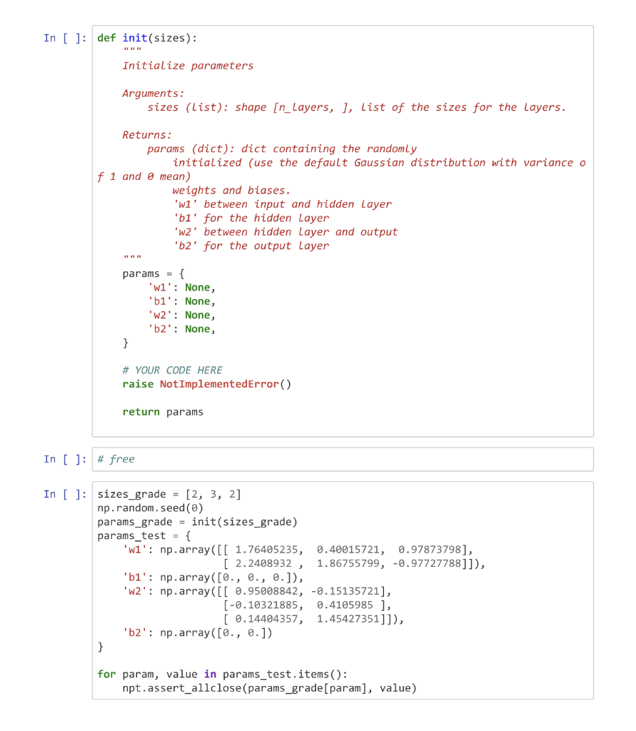Solved Task 1: Initialise Parameters In the cell below you | Chegg.com