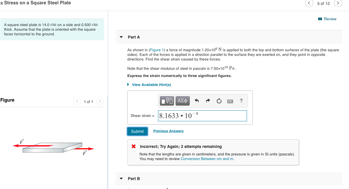 Solved + Stress on a Square Steel Plate 5 of 12 IReview A | Chegg.com