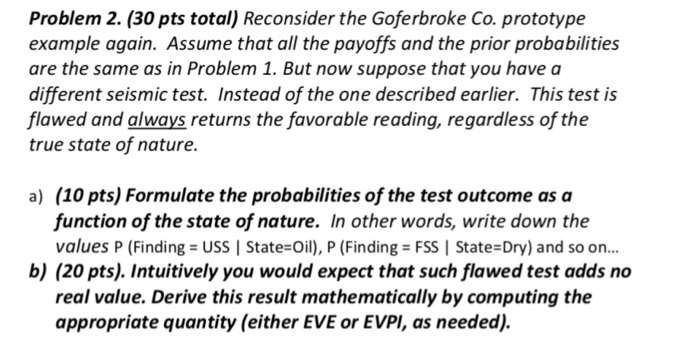 Solved Problem 2. (30 Pts Total) Reconsider The Goferbroke | Chegg.com