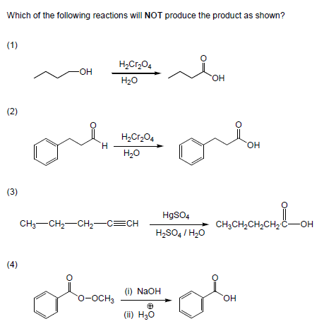 Solved Which of the following reactions will NOT produce the | Chegg.com