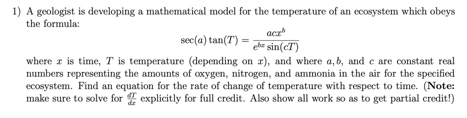 Solved 1) A geologist is developing a mathematical model for | Chegg.com