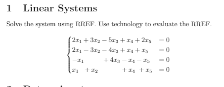 Solved 1 Linear SystemsSolve the system using RREF. Use | Chegg.com