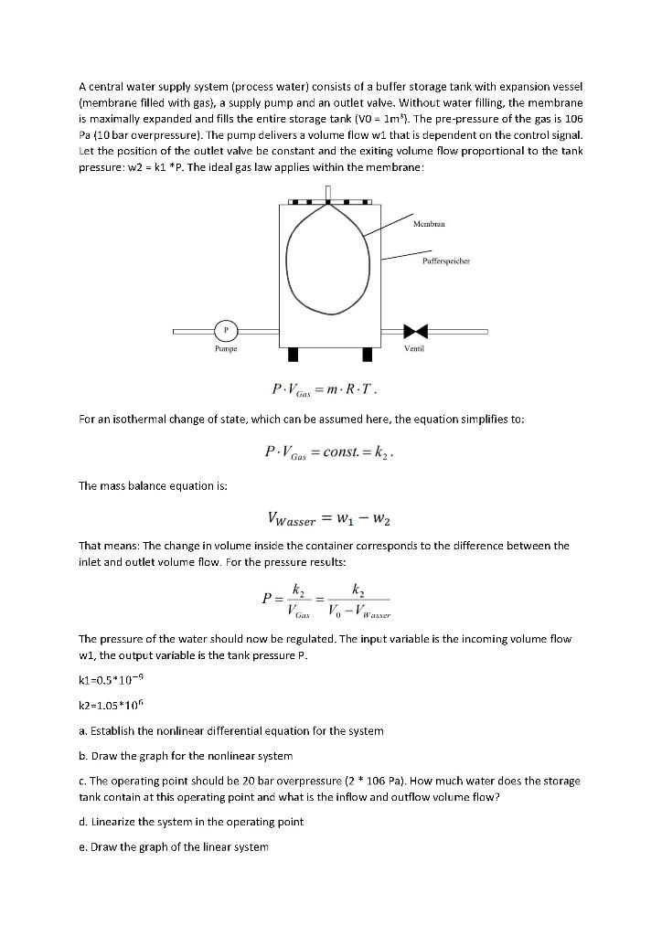 A central water supply system (process water) | Chegg.com