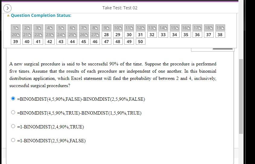 Solved Take Test: Test 02 Question Completion Status: 10 20 | Chegg.com