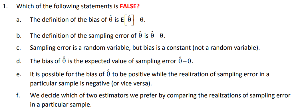 Solved 1 A C Which Of The Following Statements Is Fals Chegg Com