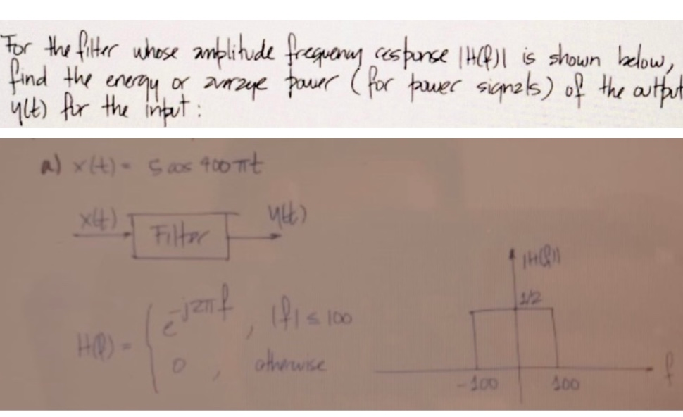 Solved For the filter whose amplitude frequery response | Chegg.com