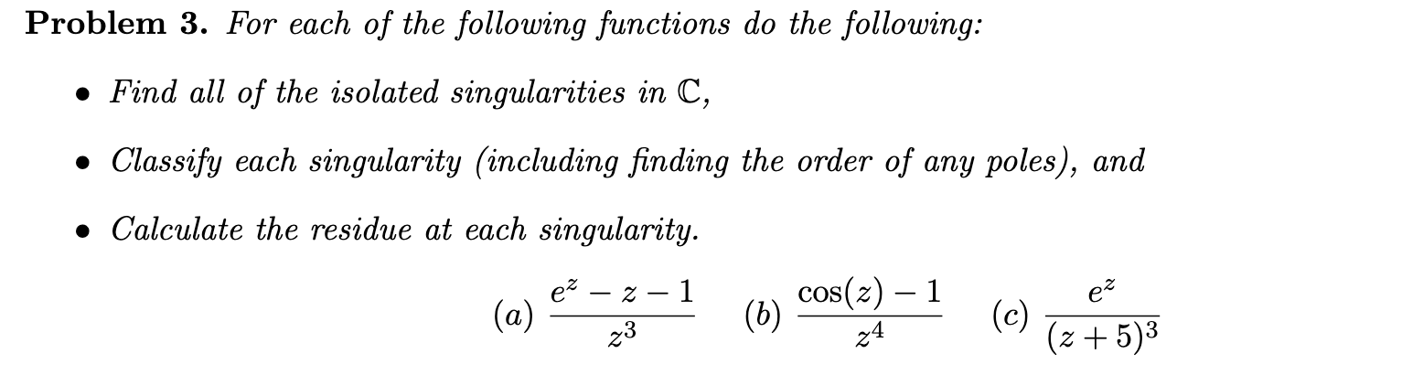 Solved Problem 3. For each of the following functions do the | Chegg.com