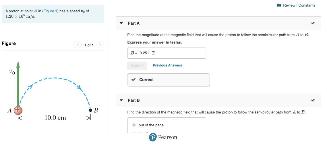 Solved Review Constants A proton at point A in (Figure 1) | Chegg.com