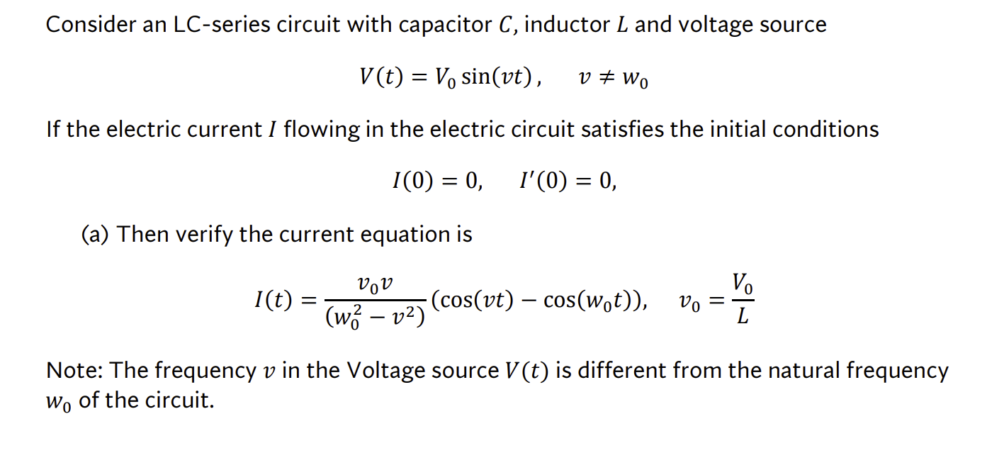 Solved Consider An Lc-series Circuit With Capacitor C, 