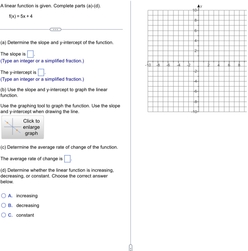 Solved A Linear Function Is Given Complete Parts Chegg Com