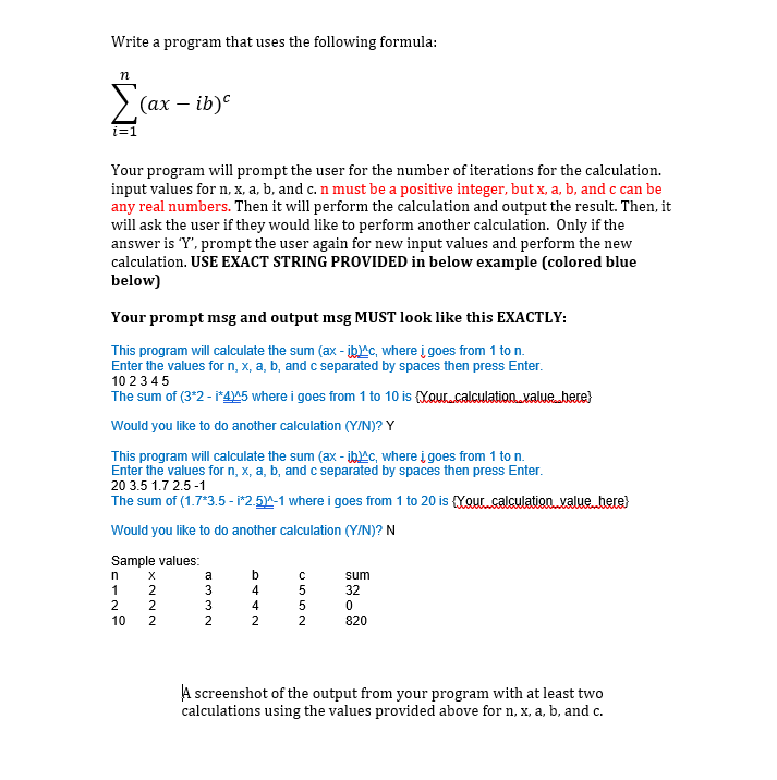 Solved Write a program that uses the following formula: n | Chegg.com