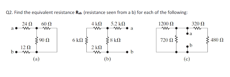 Solved Q2. Find the equivalent resistance Rab (resistance | Chegg.com