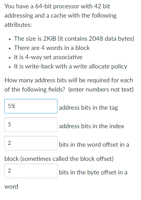 Solved You have a 64-bit processor with 42 bit addressing | Chegg.com