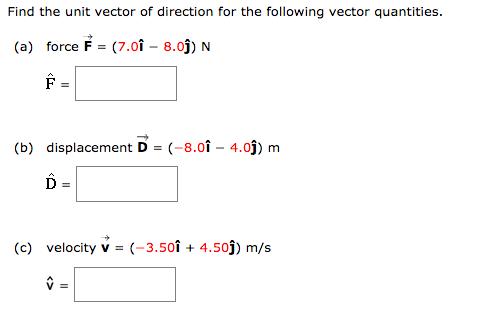 Solved Find the unit vector of direction for the following | Chegg.com