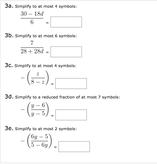 Solved 3a. Simplify to at most 4 symbols: 30 – 18d 6 3b. | Chegg.com