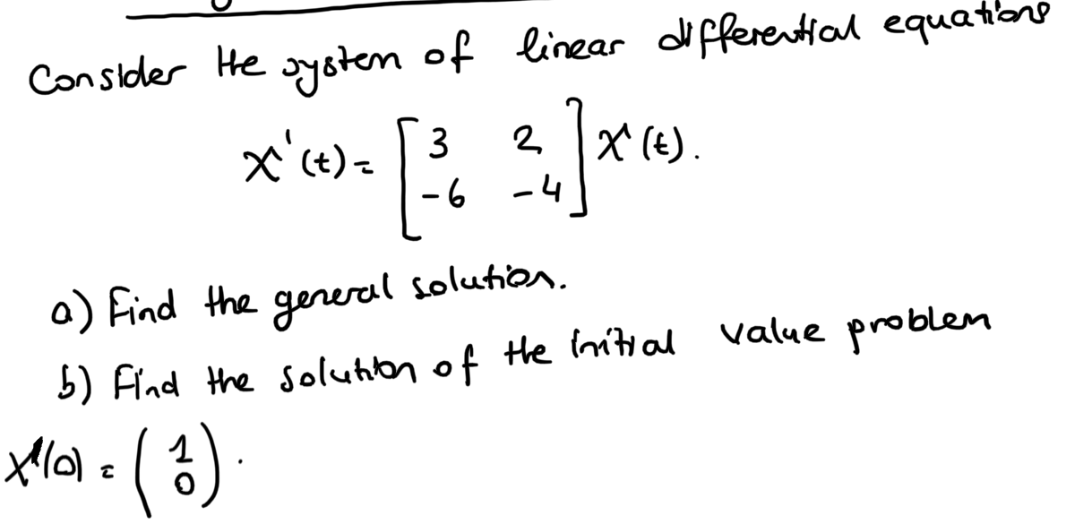 Solved Consider the system of linear differential equations | Chegg.com