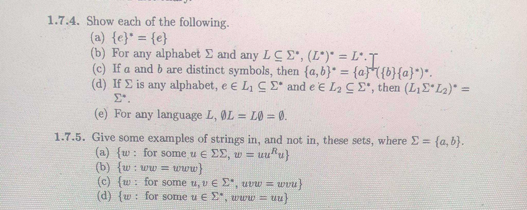 Solved 1 7 4 Show Each Of The Following A E E Chegg Com