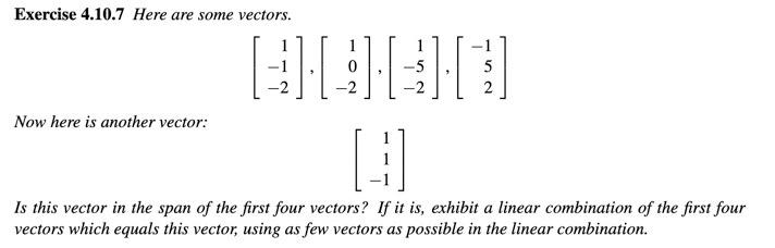Solved Exercise 4.10.7 Here are some vectors. | Chegg.com