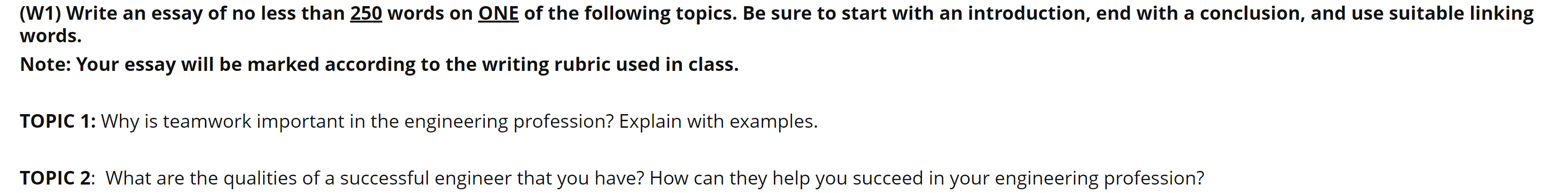 write an essay of not less than 250 words