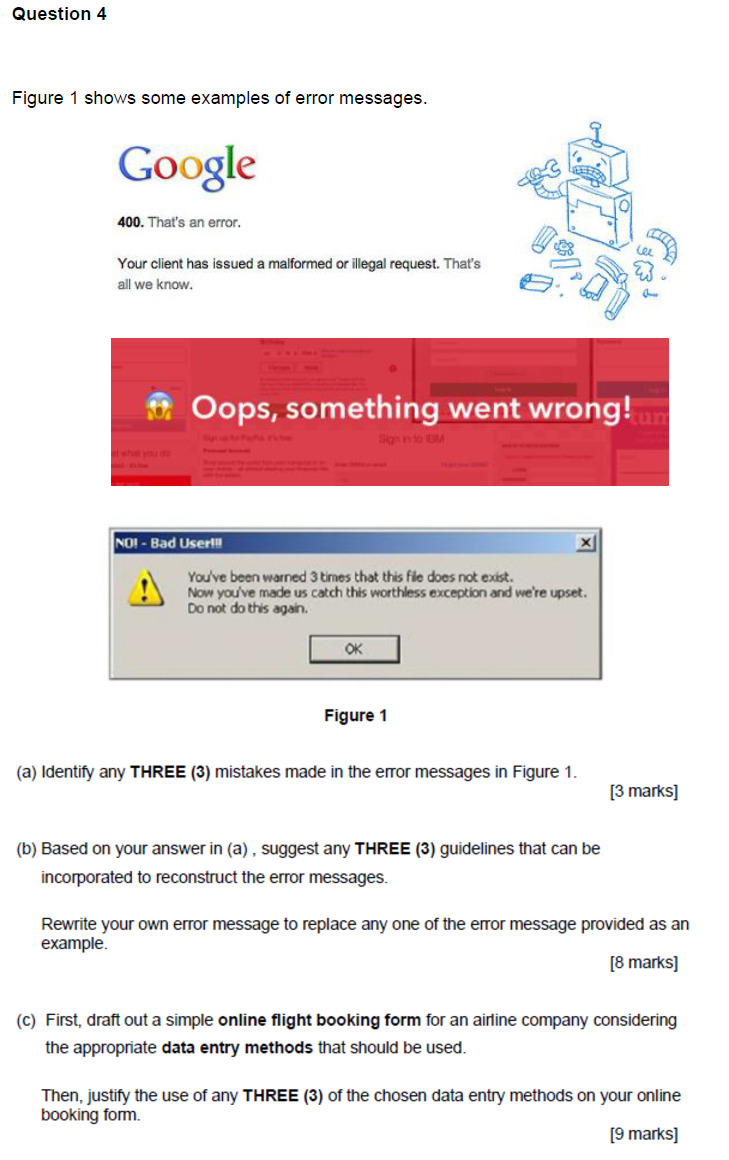 Question 4 Figure 1 Shows Some Examples Of Error M Chegg Com