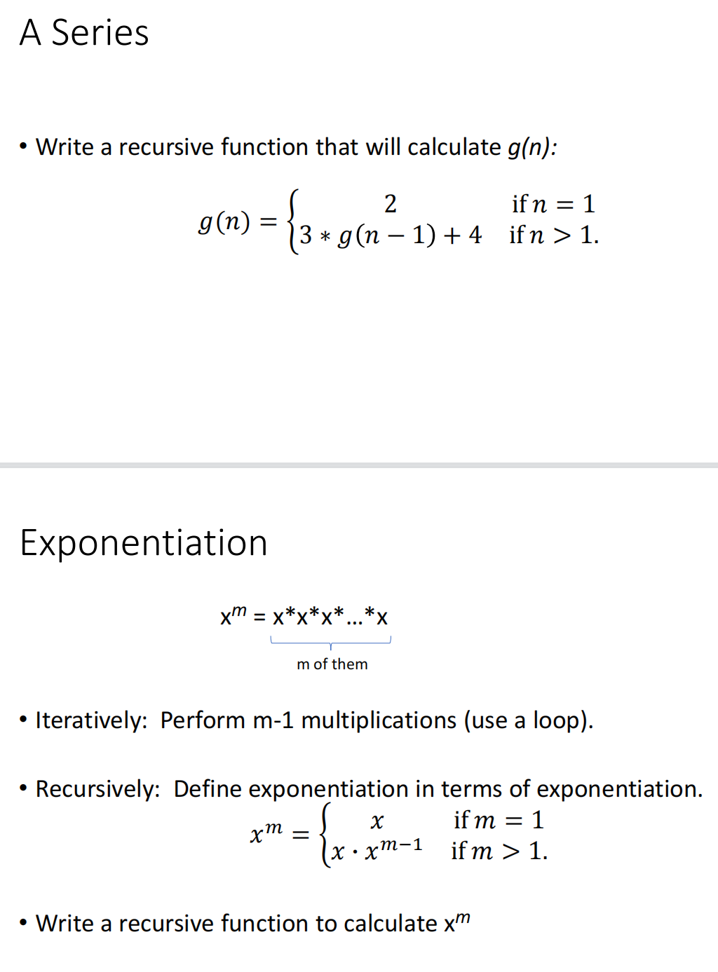 Solved A Series • Write a recursive function that will | Chegg.com