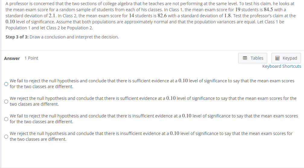 Solved A professor is concerned that the two sections of | Chegg.com