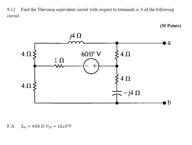 Solved 9.12 Find the Thevenin equivalent circuit with | Chegg.com