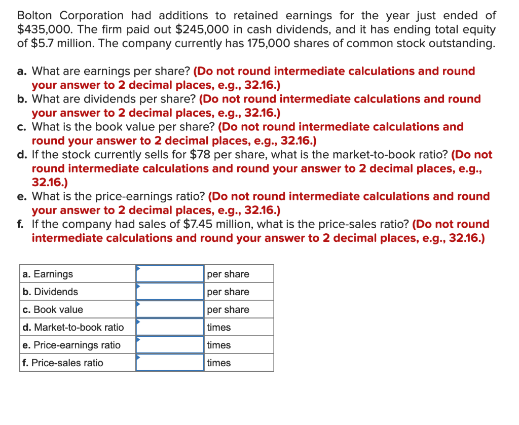 Solved Bolton Corporation Had Additions To Retained Earnings Chegg