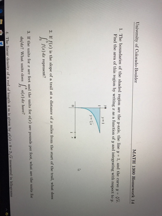 Solved University of Colorado-Boulder MATH 1300 Homework 14 | Chegg.com