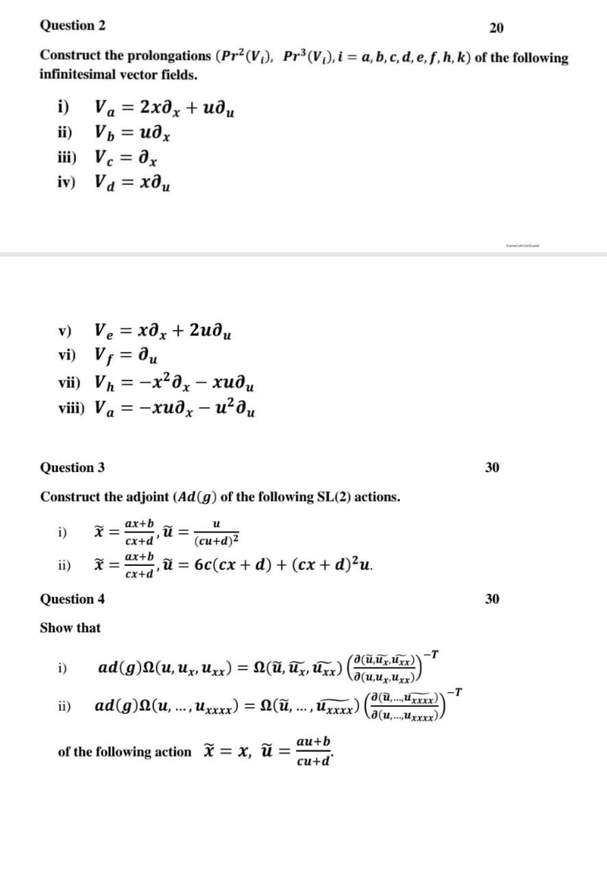 Question 2 Construct The Prolongations Pr2 V Chegg Com