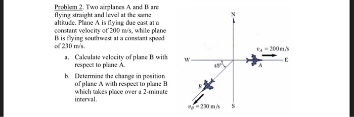 Solved Problem 2. Two Airplanes A And B Are Flying Straight | Chegg.com