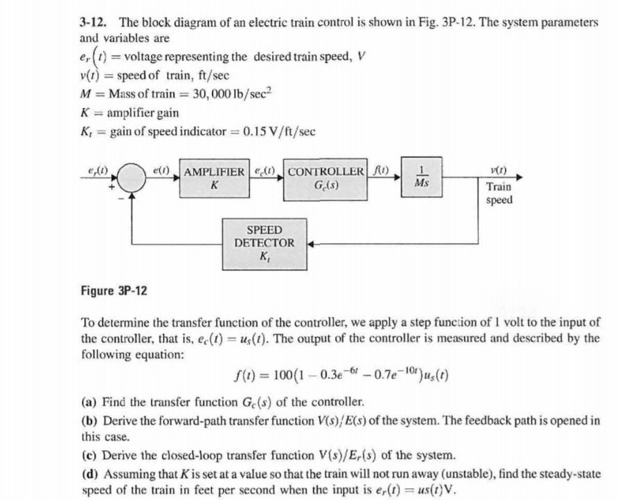 3-12. The block diagram of an electric train control | Chegg.com