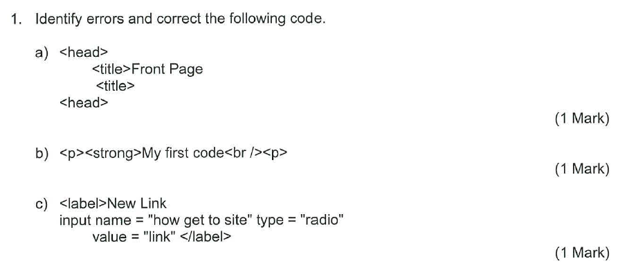 Solved 1. Identify errors and correct the following code. a) | Chegg.com