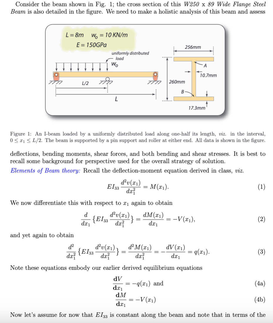 Solved Consider The Beam Shown In Fig. 1; The Cross Section | Chegg.com