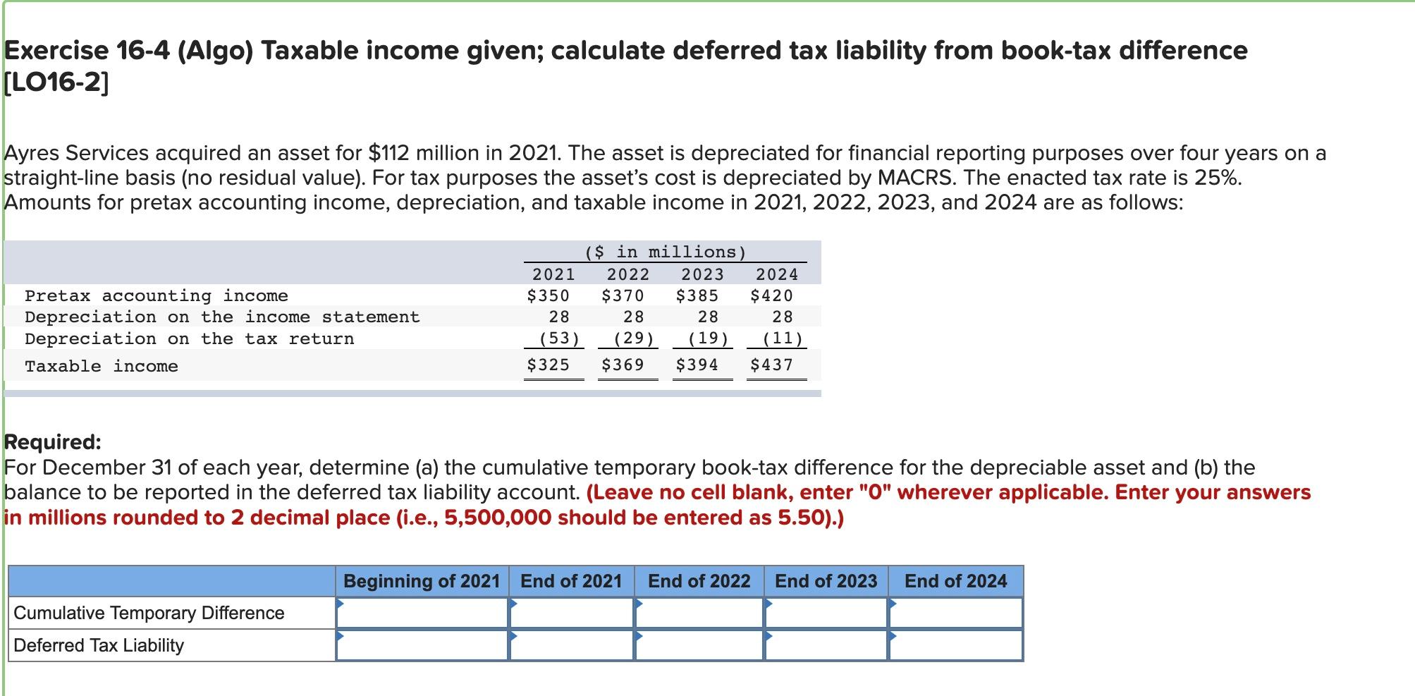 Solved Exercise 164 (Algo) Taxable given; calculate