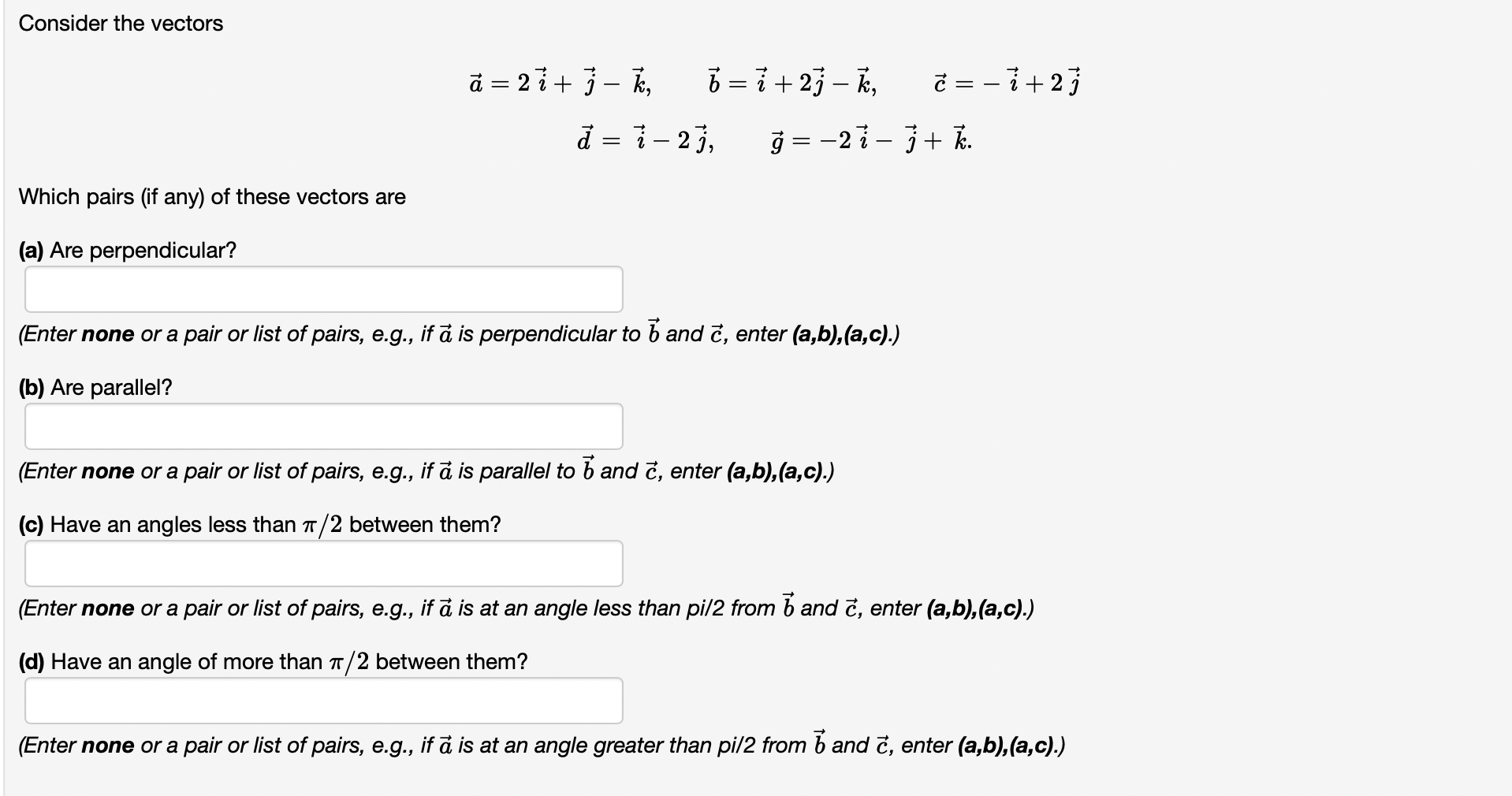 Solved Consider The Vectors | Chegg.com