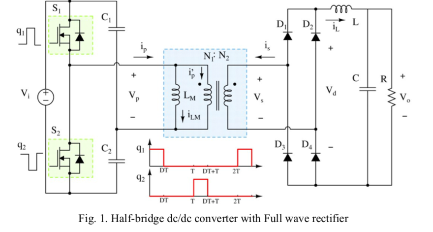 Solved A Half-bridge Circuit Is Shown In Fig. 1. Here, | Chegg.com