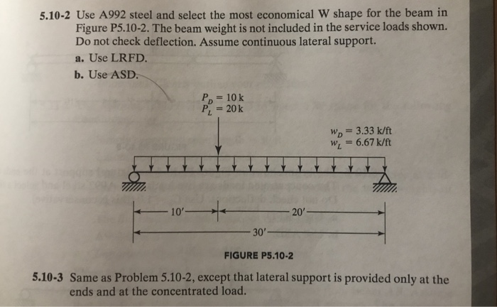 Solved 5.10-2 Use A992 steel and select the most economical | Chegg.com