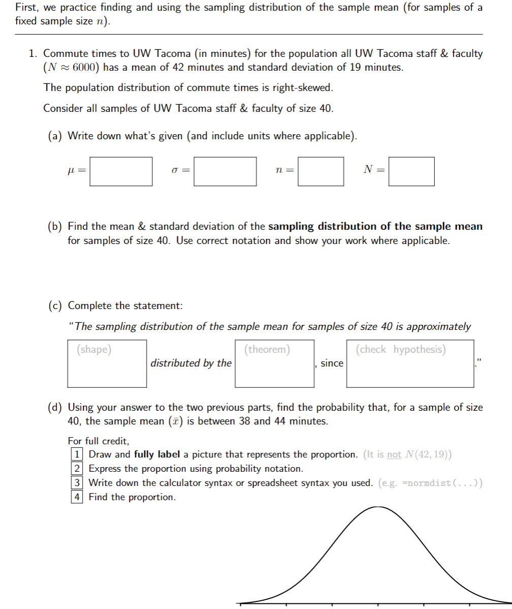Solved First, we practice finding and using the sampling | Chegg.com