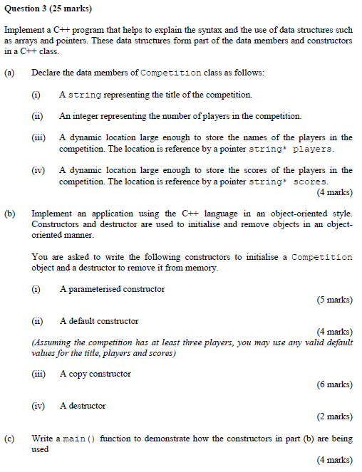 Solved Question 3 (25 marks) Implement a C program that | Chegg.com