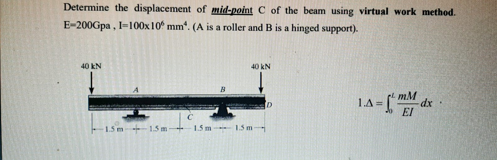 Solved Determine the displacement of mid-point C of the beam | Chegg.com